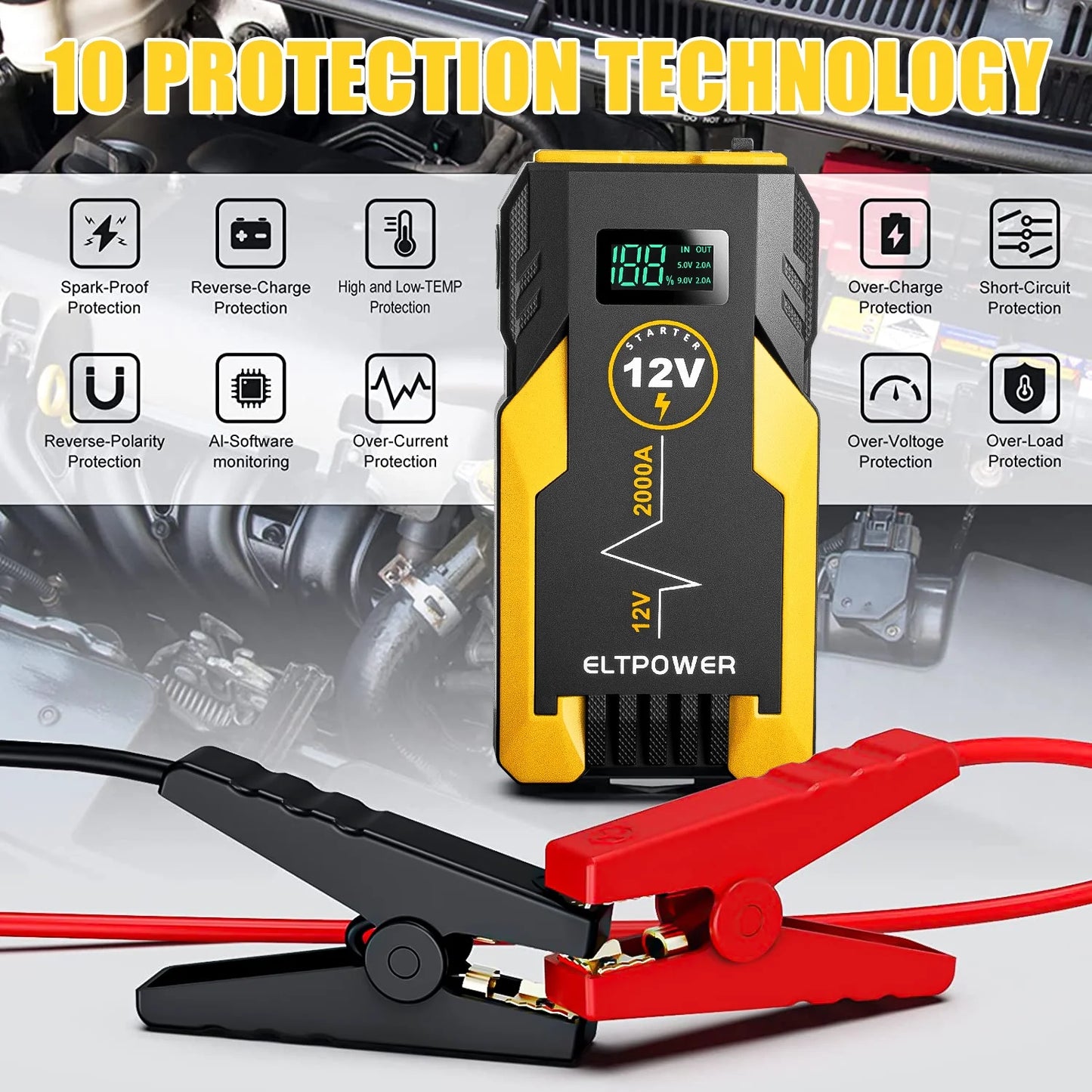 Bangben ET05 2000A Car Portable Jump Starter,Yellow