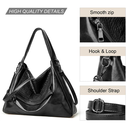HONGLONG Fashion Ladies Handbags Vintage Tote Bag Pu Leather Large Capacity Shoulder Bag For Women