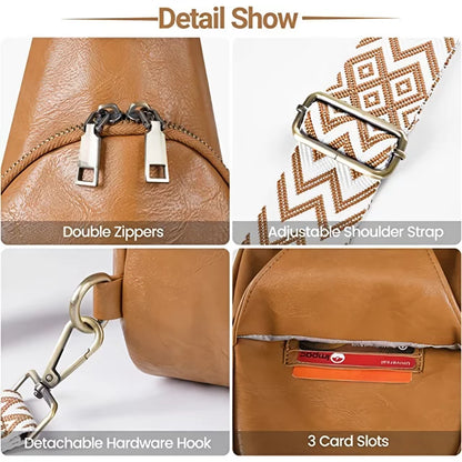 YOMYM Small Sling Bag for Women Leather Crossbody Fanny Packs Chest Bag for Women