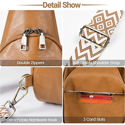 YOMYM Small Sling Bag for Women Leather Crossbody Fanny Packs Chest Bag for Women