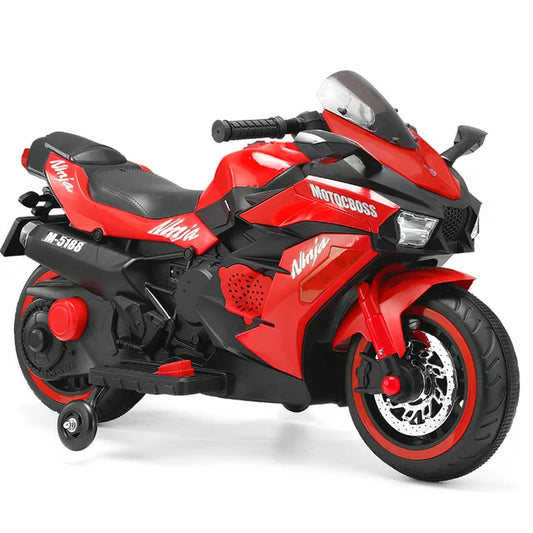 YOMYM 12V Ride on Motorcycle for Kids, Battery Powered 2 Wheels Motorcycle Toy with Bluetooth, Music, Light-Red