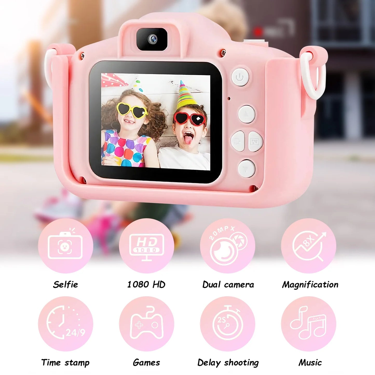 Unicorn Kids Camera with selfie for 3-12 Years Old Toddlers 48MP 1080HD with 64GB SD Card Christmas & Birthday Gift Digital Camera for Girls, Boys, Children Portable Camera Gift