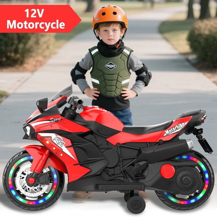 Zogymoz 12V Ride on Motorcycle with Training Wheels, Kids Motorcycle Ride on for 3-6 Years,Powered Ride-ons Toy Gifts