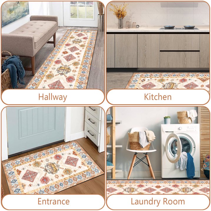FoxHouse Kitchen Rugs and Runner Sets of 3,Washable Non Slip Runner Rug, Farmhouse Hallway Doormat for Holiday Home Decor