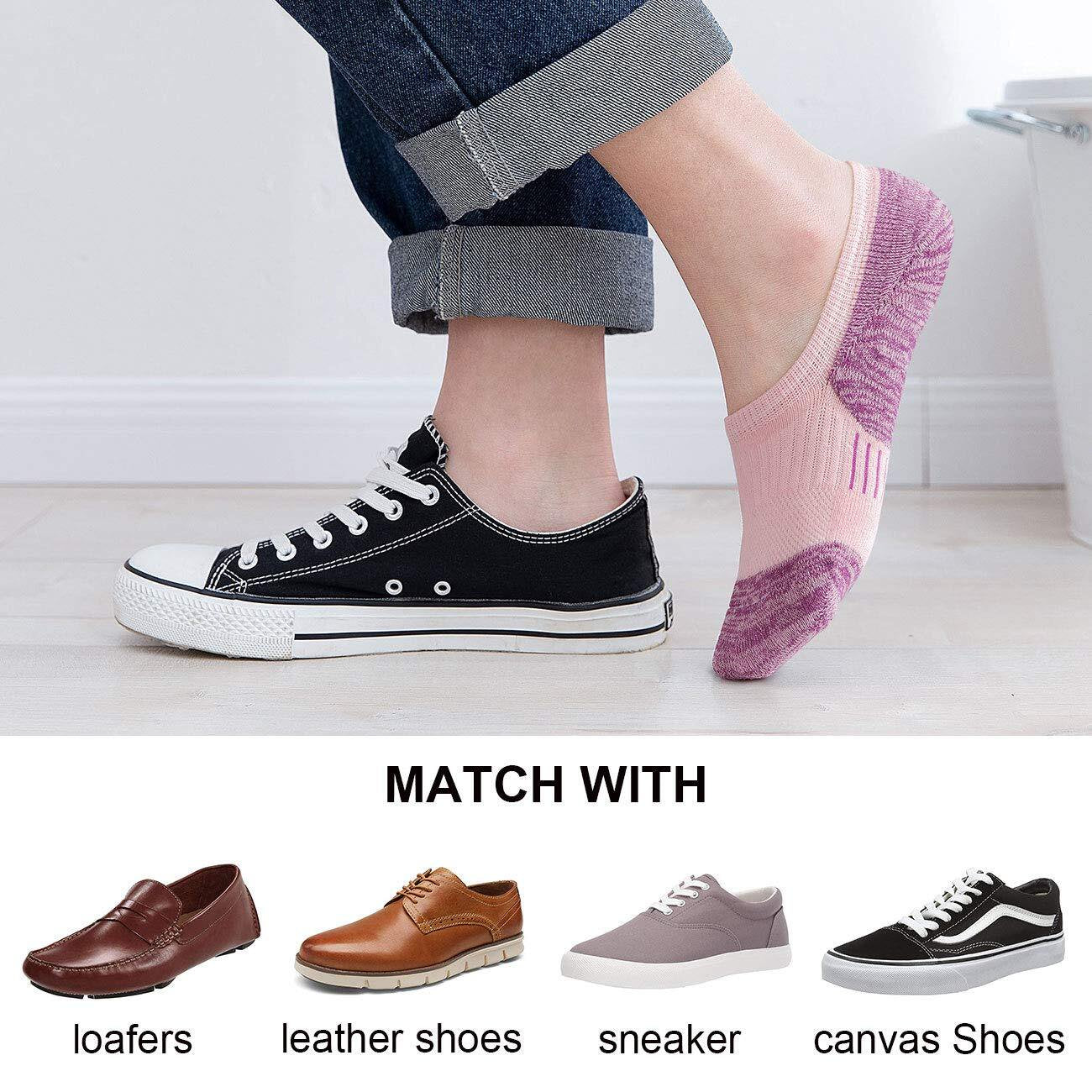 YOMYM 5 Pairs No Show Socks Womens Cushioned Low Cut Athletic Hidden Liner for Sneakers Ankle Running Socks