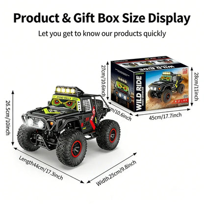 HNH 1:10 Scale 4WD Remote Control Car for Kids, 2.4GH Rc Car Off Road Monster Truck with LED Light, 2 Batteries, 25KM/H