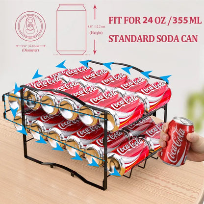 WERSEON 2 Tier Metal Can Rack Organizer, Stackable Can Storage Dispenser Holds up to 24 Cans for Kitchen Cabinet or Pantry, Black