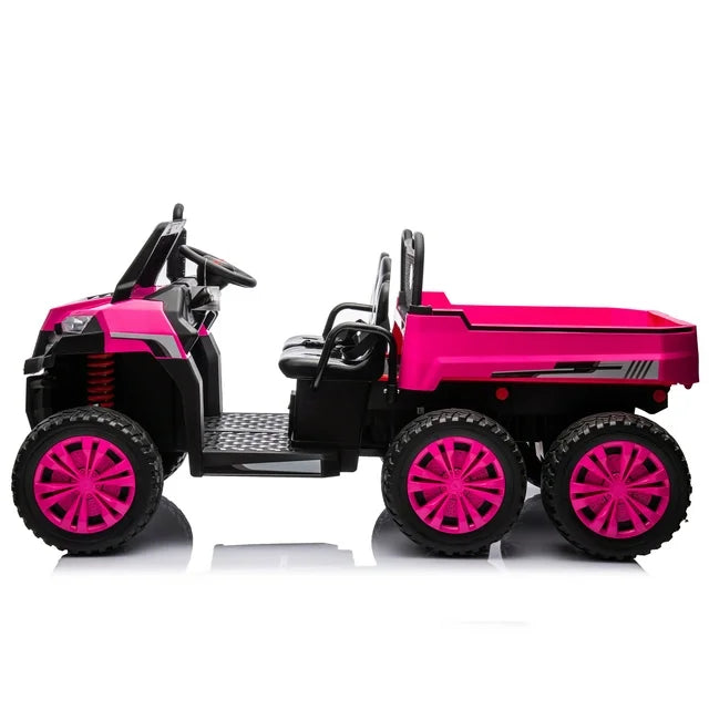 HNH 24V Seater Ride on Truck with Remote Control, Kids Ride on Tractor with 6 Wheels, Battery Powered Kids Car with Dump Bed, LED Headlight, Bluetooth