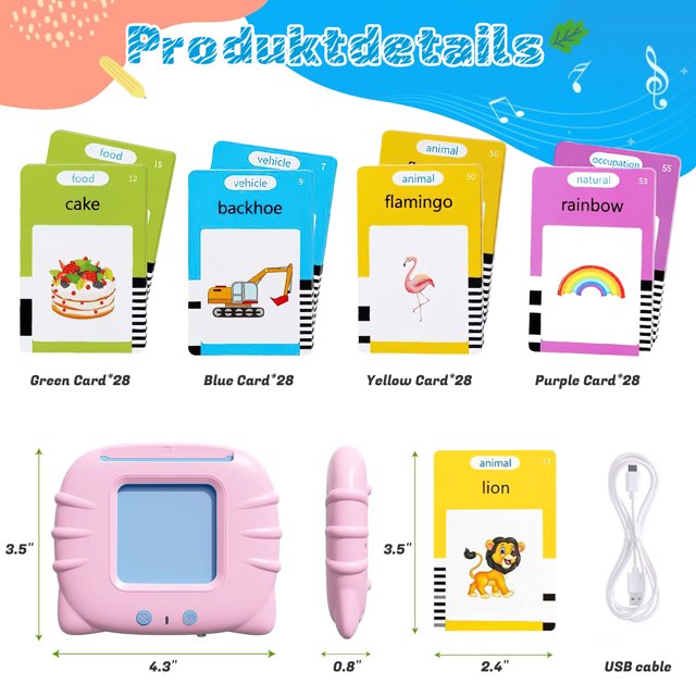HNH Talking Flash Cards for Kids, Toddler Learing Toys for 2 3 4 5 Year Old Boys and Girls,Preschool Montessori Kids Toy for Birthday Gifts