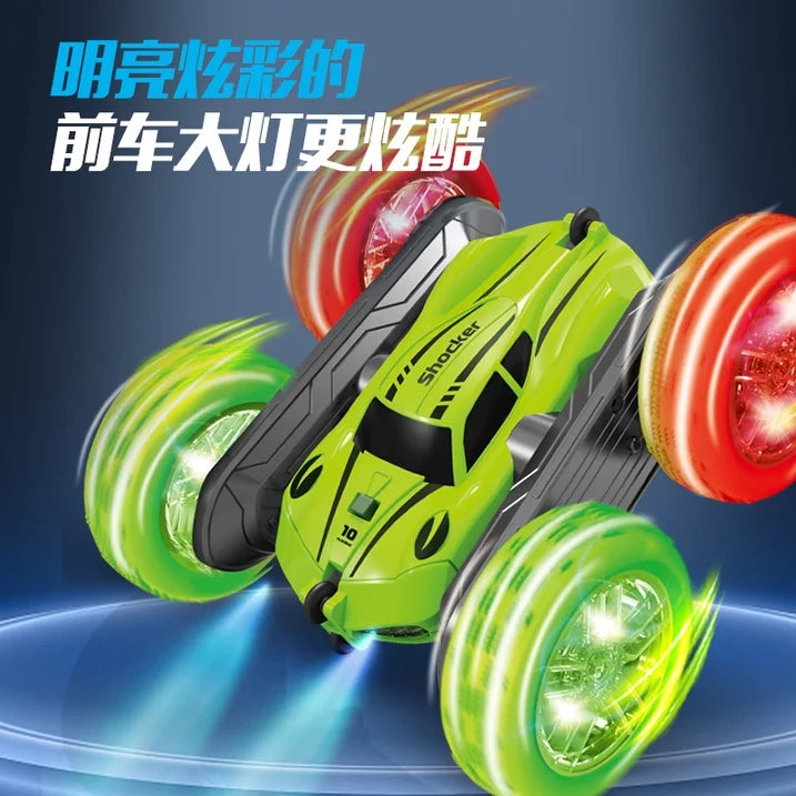 HNH Remote Control Car, 2.4GHz Double Sided 360°Flips Rotating Electric Race RC Stunt Car, LED Wheel & Headlight Off Road Cars Toy Gift for 4-12 Year Old