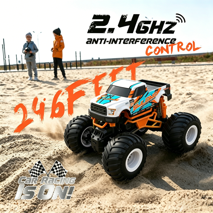HNH 1:16 Remote Control Car, Off Road RC Monster Truck, 2.4GHz 20 Km/h Fast All Terrain RC Cars for Boys Girls Ages 4-12, Cool Gift Toy for Kids