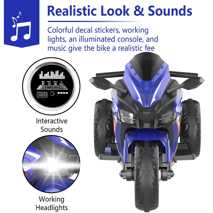 Zogymoz 12V Electric Motorcycle for Kids, Powered Ride on Motorcycle with LED Lights, Bluetooth Music
