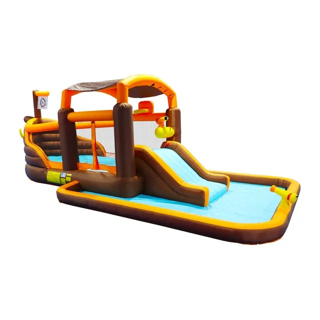 HNH Inflatable Water Slide with Blower Bounce House for Kids with Cruise Ship Design Splash Pool