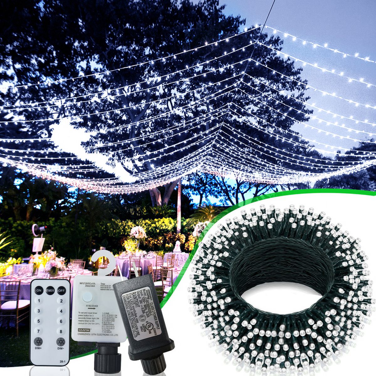 Cheelom Christmas Decorations Lights 197 FT 580 LED Waterproof Solar Fairy Lights Plug in with 8 Modes and Timer Lights Clearance Sale