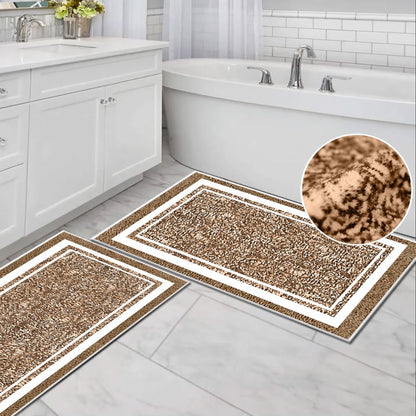 TECHVIDA Bathroom Rugs 3pcs Set,Non-Slip Ultra Soft Bath Rugs,Machine Washable,Water Absorbent,Light Brown