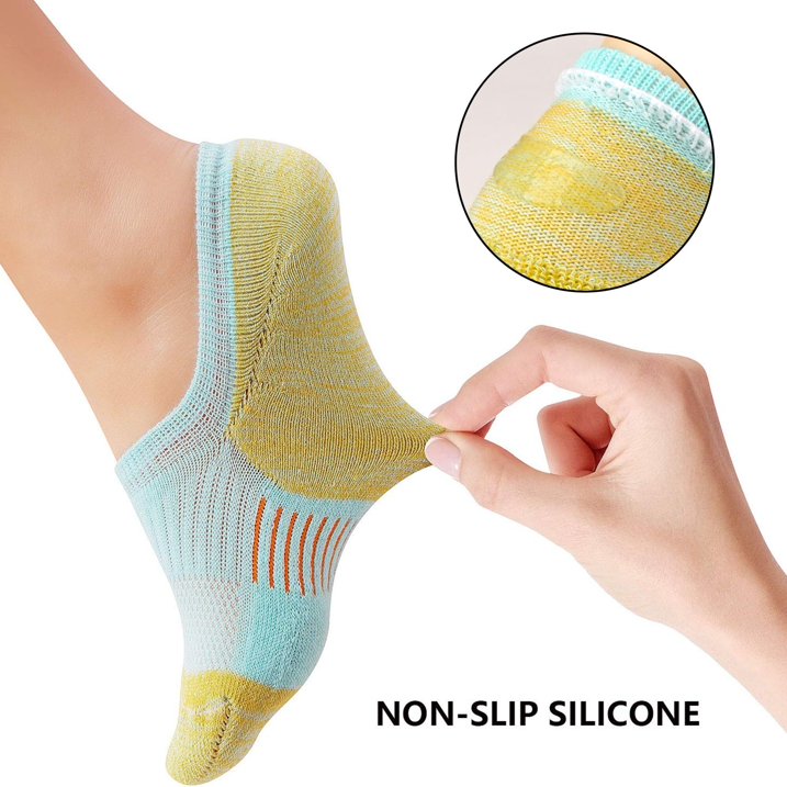 YOMYM 5 Pairs No Show Socks Womens Cushioned Low Cut Athletic Hidden Liner for Sneakers Ankle Running Socks