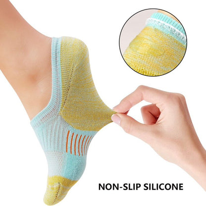 YOMYM 5 Pairs No Show Socks Womens Cushioned Low Cut Athletic Hidden Liner for Sneakers Ankle Running Socks