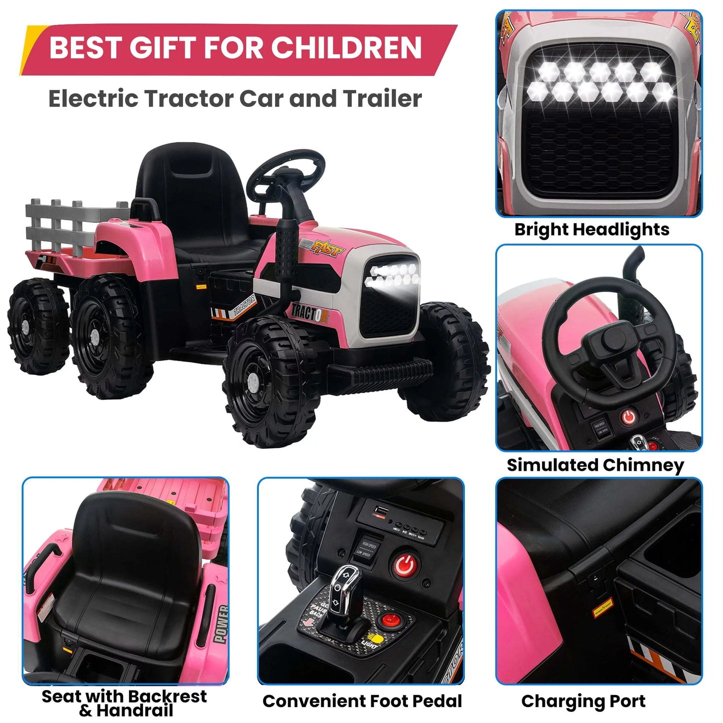 Spoway 12v Kids Ride on Truck, 2 Seater Powered Ride on Toy Car with Remote