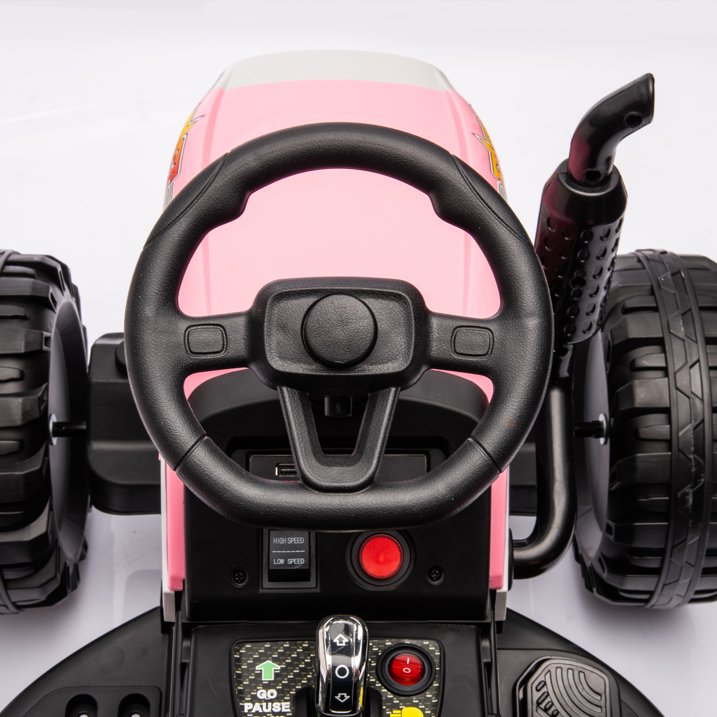 HNH 24V Ride on Toy,Kids Ride On Tractor with Trailer & Remote,Electric Car Toy with Bluetooth