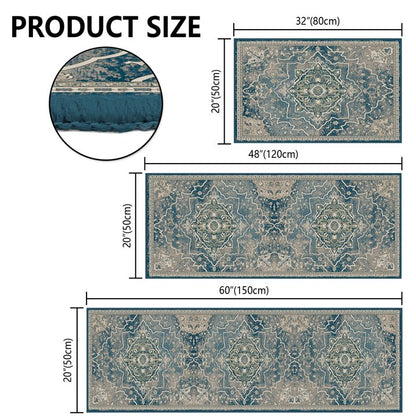 TECHVIDA Kitchen Rugs 3 Piece Set,Kitchen Mats for Floor Non-Slip Machine Washable, Boho Farmhouse Hallway Doormat for Holiday