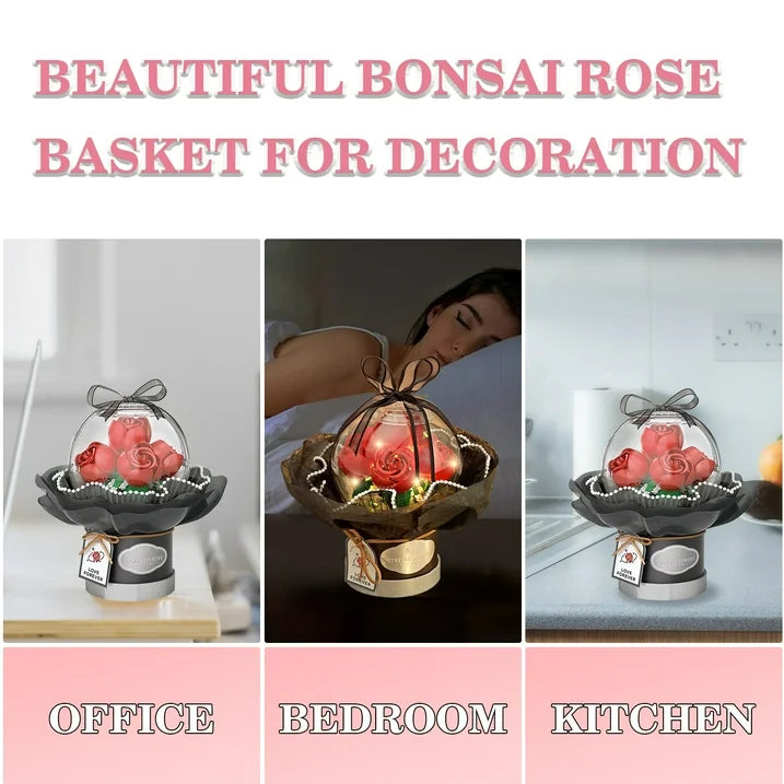 YOMYM Roses Building Set Artificial Flowers for Home Decor Building Toys Gifts for Adults