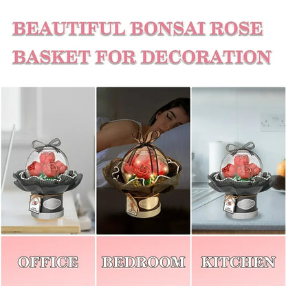 YOMYM Roses Building Set Artificial Flowers for Home Decor Building Toys Gifts for Adults