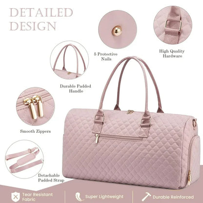 YOMYM Travel Duffle Bag for Travel Weekender Bag with Shoe Compartment Carry On Overnight Bag for Women with Toiletry Bag