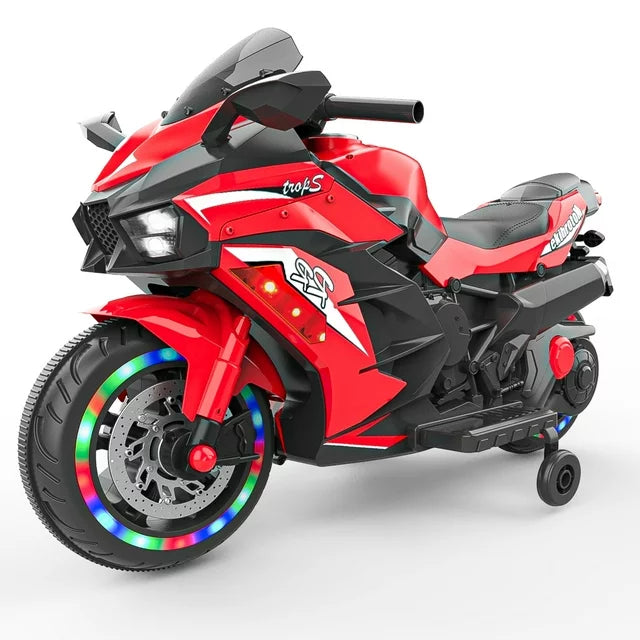 Werseon 12V Motorcycle for Kids, Electric Motorcycle with LED Lights Ride on Motorcycle, Red