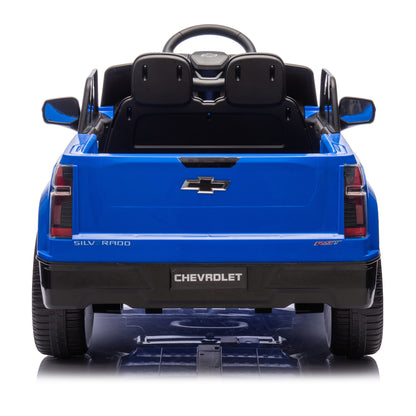 Licensed Chevrolet Silverado Electric Truck for Kids, 12V Ride on Car with Control, LED Lights, Bluetooth, Music,USB, Aged 2-6 Years,Blue