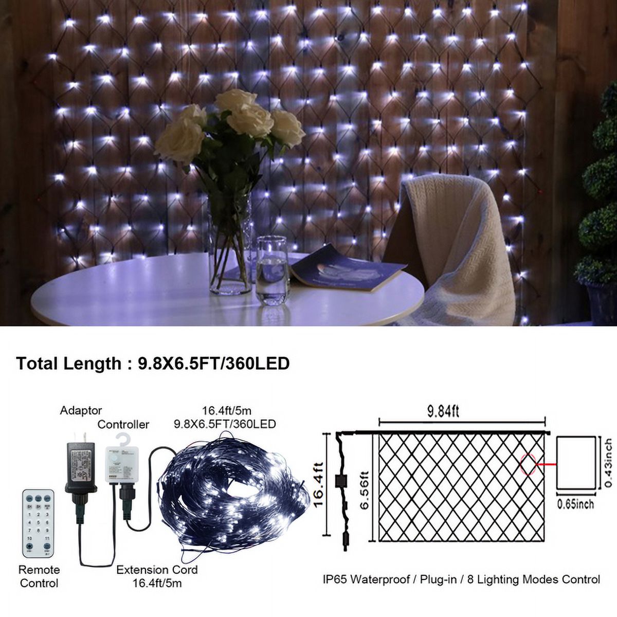 Cheelom Christmas Holiday Party Mesh Net Light 360 LED with 8 Modes Remote Connectable for Garden Bushes Indoor Outdoor Curtain Fairy Wall Party Wedding Xmas Decorations Clearance Sale