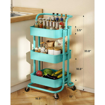 Lakecy Rolling Cart Utility Cart with Wheels, Rolling Storage Cart for Home Storage and Organization