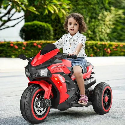 WUBEN Ride on Toys 12v Battery Powered Ride on Motorcycle for Kids with LED Lights Music Red,Child