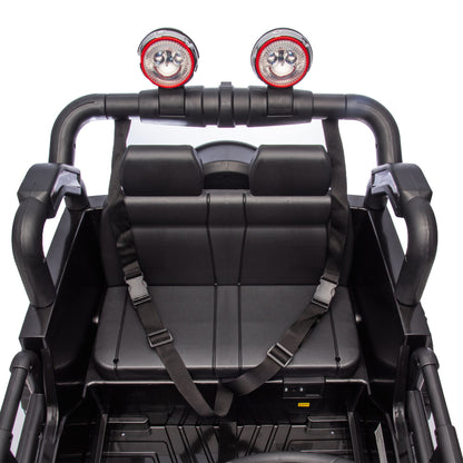 2-Seater Ride On Truck for Kids Ages 3+, 24V7AH Children's Electric Car W/Parental Remote Control, Bluetooth Music, LED Lights, 4Mph, Black