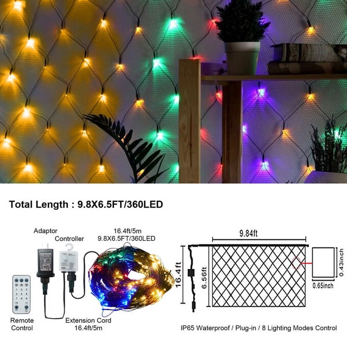 Cheelom Christmas Holiday Party Mesh Net Light 360 LED with 8 Modes Remote Connectable for Garden Bushes Indoor Outdoor Curtain Fairy Wall Party Wedding Xmas Decorations Clearance Sale