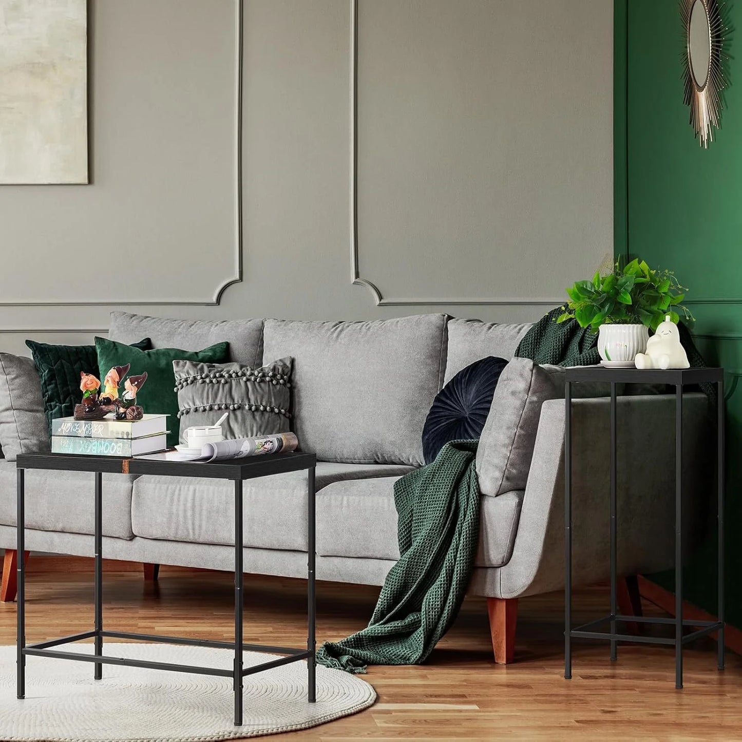 Cheelom 2 Piece Wooden Narrow Console Table, Tall Side Table, Long Hallway Sofa Side Table, Small And Slim, Living Room Table Set For Bedroom Dorm