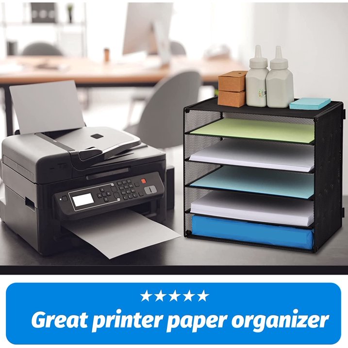 Lakecy 5 Slot Desk Organizer, File Holder Desktop Paper Sorter Mail Organization Storage Rack Black