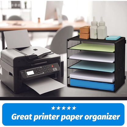 Lakecy 5 Slot Desk Organizer, File Holder Desktop Paper Sorter Mail Organization Storage Rack Black