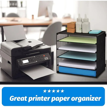 Lakecy 5 Slot Desk Organizer, File Holder Desktop Paper Sorter Mail Organization Storage Rack Black