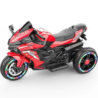 Werseon Kids Motorcycle Ride on Toys, 12V Electric Ride on Motorcycle with LED Wheels and Training Wheels, Support up to 100 lbs