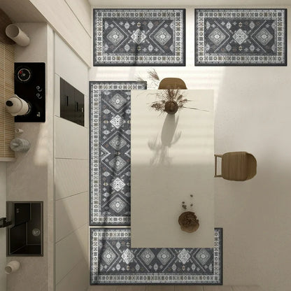 TECHVIDA Kitchen Rugs Sets of 4, Kitchen Floor Mat Carpet, Washable Non Slip Kitchen Runner Rug, Boho Farmhouse Hallway Doormat for Home Decor