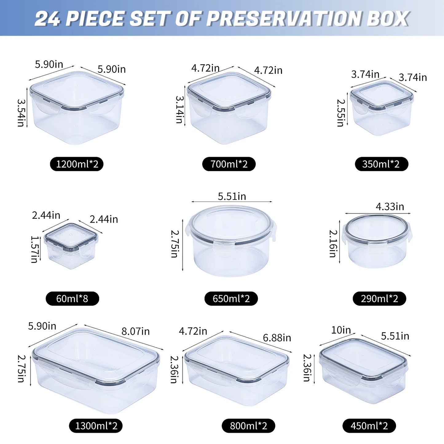 Werseon 24 Pack Airtight Food Storage Containers Set with Lids, Plastic Leak-proof Canisters for Cereal Flour Sugar,BPA Free Leak Proof Plastic Lunch Boxes(Labels & Marker)