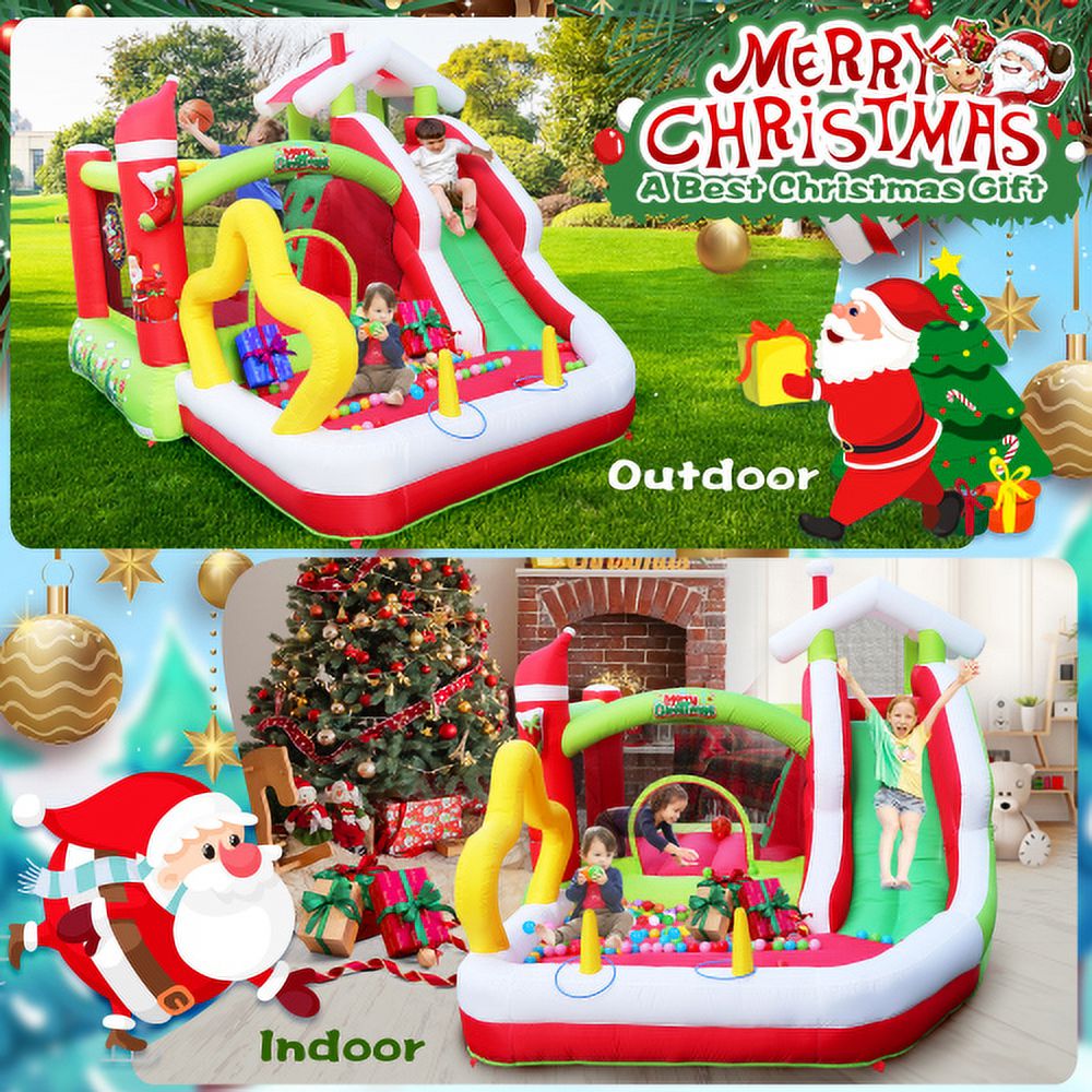 Cheelom Christmas Jump 'n Slide Inflatable Bouncer for Kids Complete Setup with Blower