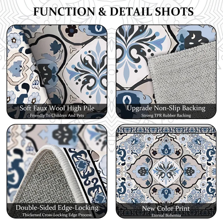 TECHVIDA Kitchen Rug Set 3 Piece,Non Slip Machine Washable Kitchen Mats,Boho Farmhouse Hallway Doormat for Home Decor