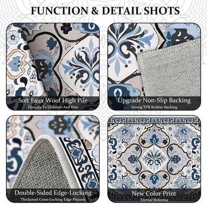 TECHVIDA Kitchen Rug Set 3 Piece,Non Slip Machine Washable Kitchen Mats,Boho Farmhouse Hallway Doormat for Home Decor