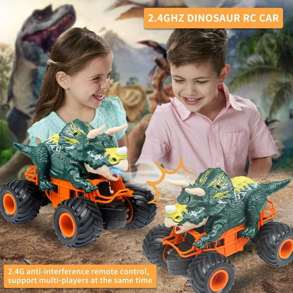 HNH Remote Control Dinosaur Car, RC Monster Truck for Boys, RC Dino Toys with Light, Sound & Spray