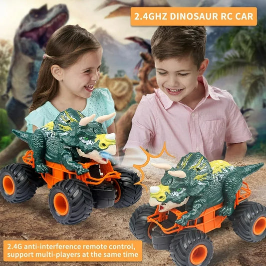HNH Remote Control Dinosaur Car, RC Monster Truck for Boys, RC Dino Toys with Light, Sound & Spray