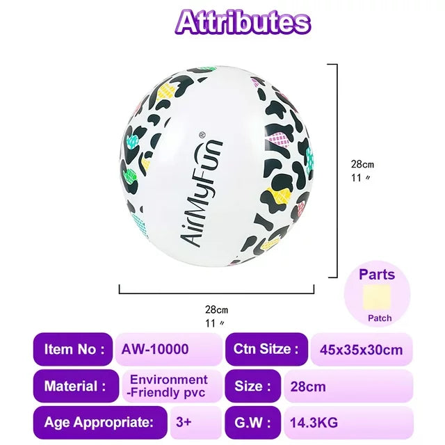 YOMYM Inflatable Beach Ball Summer Party Pool Decorations, Summer Water Fun Lake Games - Leopard Print