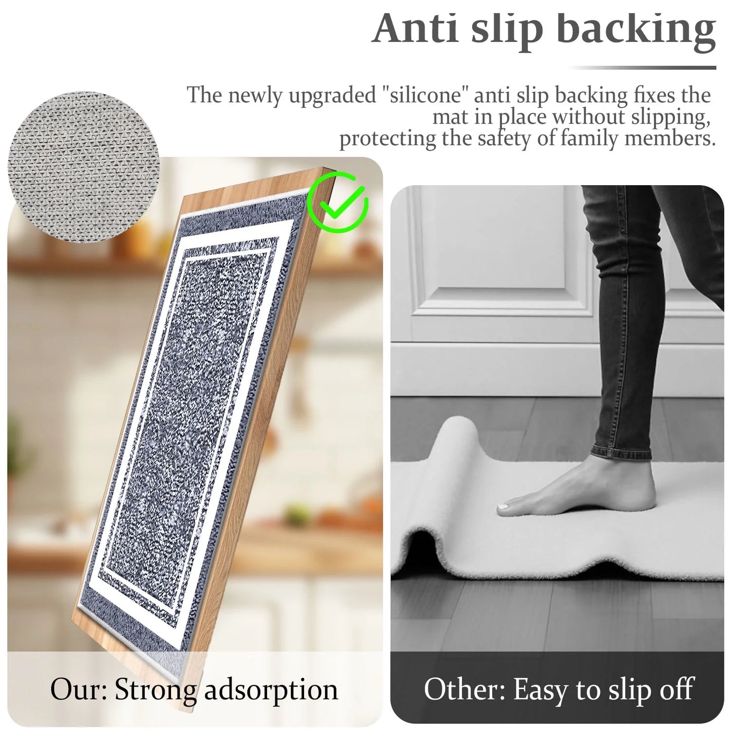 TECHVIDA Bathroom Rugs,Non-Slip Ultra Soft Bath Mat,Soft Absorbent Bathroom Rug and Bath Mat,Machine Washable,(18"x26",Dark Grey and White)