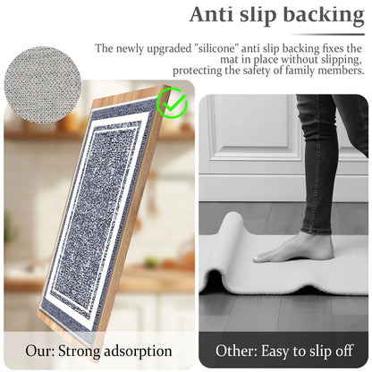 TECHVIDA Bathroom Rugs,Non-Slip Ultra Soft Bath Mat,Soft Absorbent Bathroom Rug and Bath Mat,Machine Washable,(18"x26",Dark Grey and White)