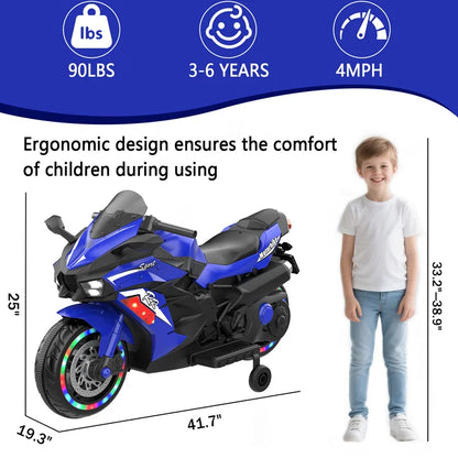 Zogymoz 12V Ride on Motorcycle for Kids, Electric Motorcycle with Training Wheels, Powered Ride-ons Toy Gifts